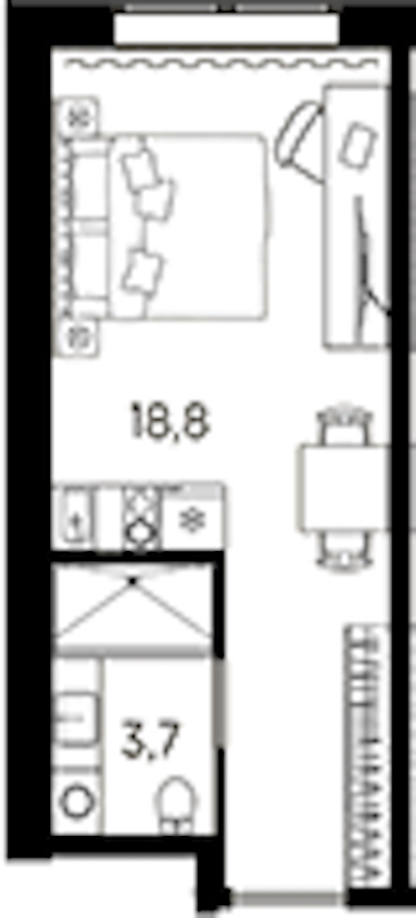Квартира студия 22.6 м², 2/13 эт., ЖК «AVENIR Industrial»